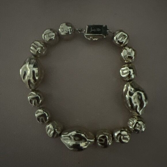 Vintage Judy Lee Signed Gold Tone Beaded  Bracelet  Linked Chain 7” - Picture 3 of 3